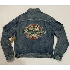 RARE NEW POLO Ralph Lauren Sportsman Denim Jacket sz M Bear